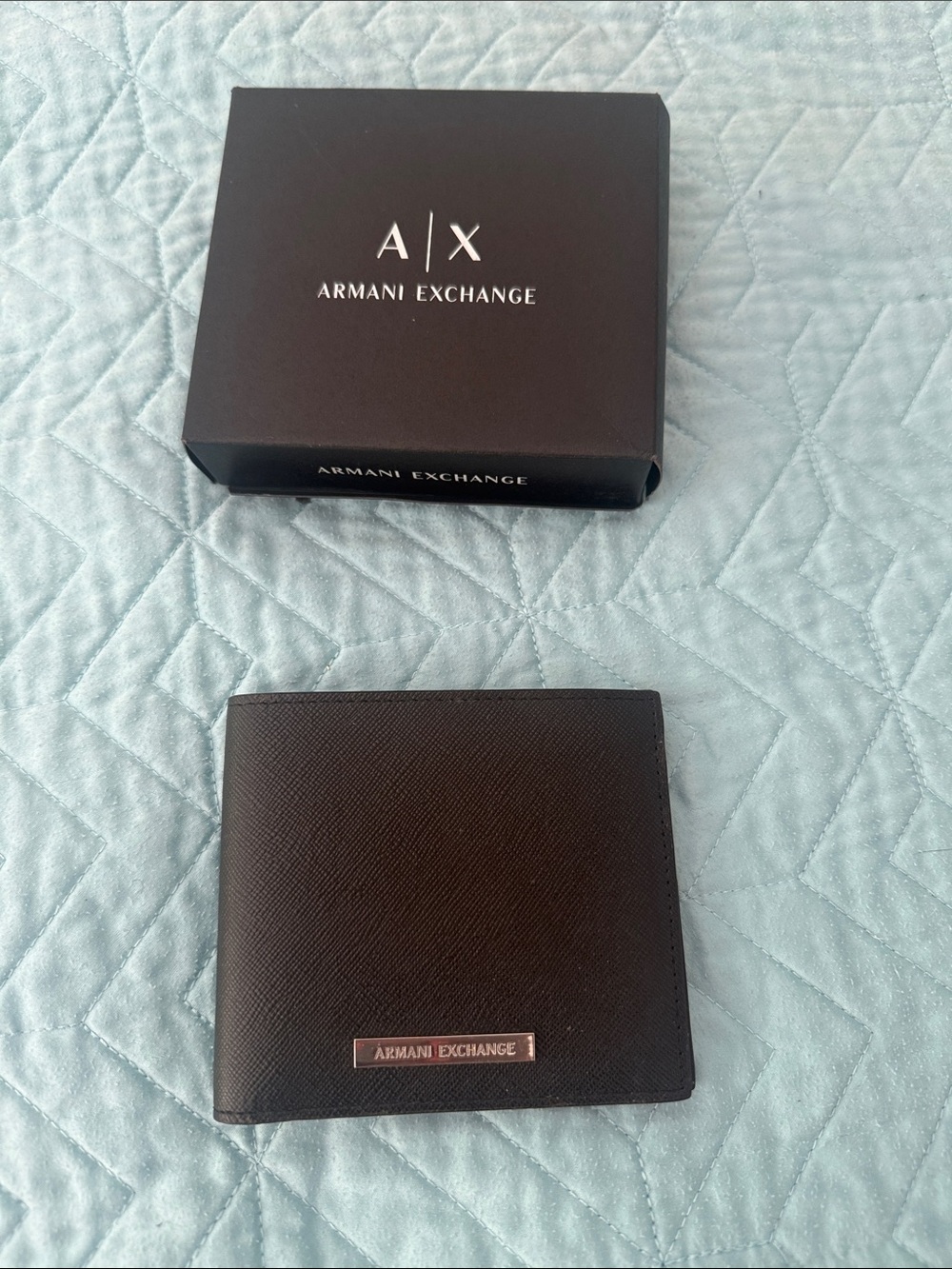 NWT Armani Exchange Black Men's Leather Bi-Fold Wallet orig $100